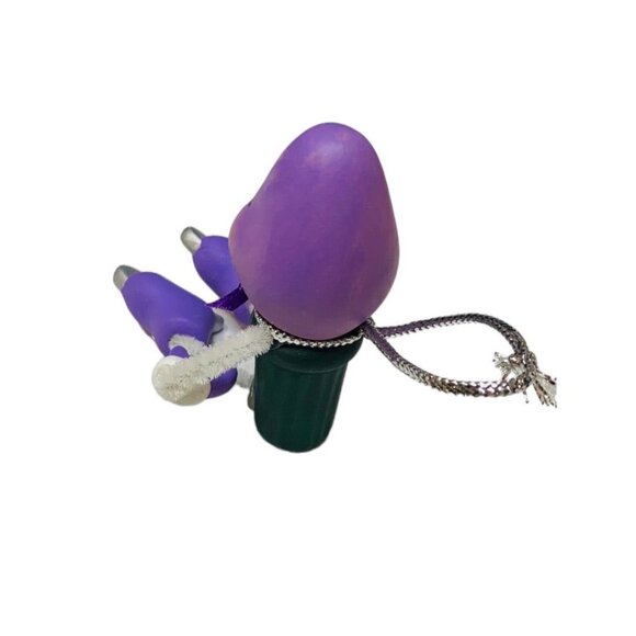 Purple Christmas Bulb Light Ice Skating Decorative Ceramic Ornament 4" - Picture 4 of 5